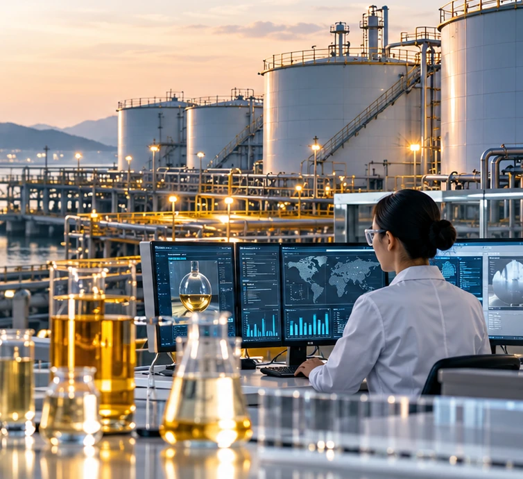Illustrative daylight petroleum refinery processing installation